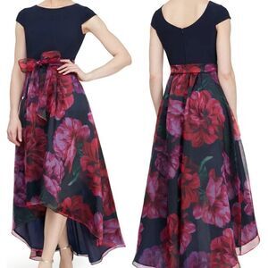 SLNY Floral Print High/Low Dress With Cardigan Size 16